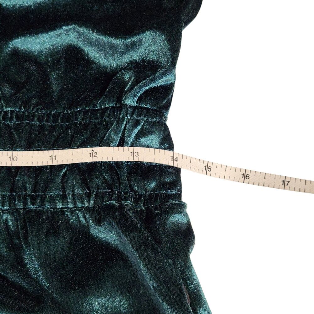 French Connection Emerald Green Velvet Short Sleeve Mini Dress XS NWT Ruffle - Picture 14 of 16